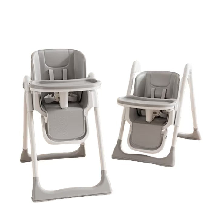 Scaun de masa bebe, At Performance, Pliabil, Inaltime ajustabila 5 pozitii, 4 roti, Structura otel, gri.